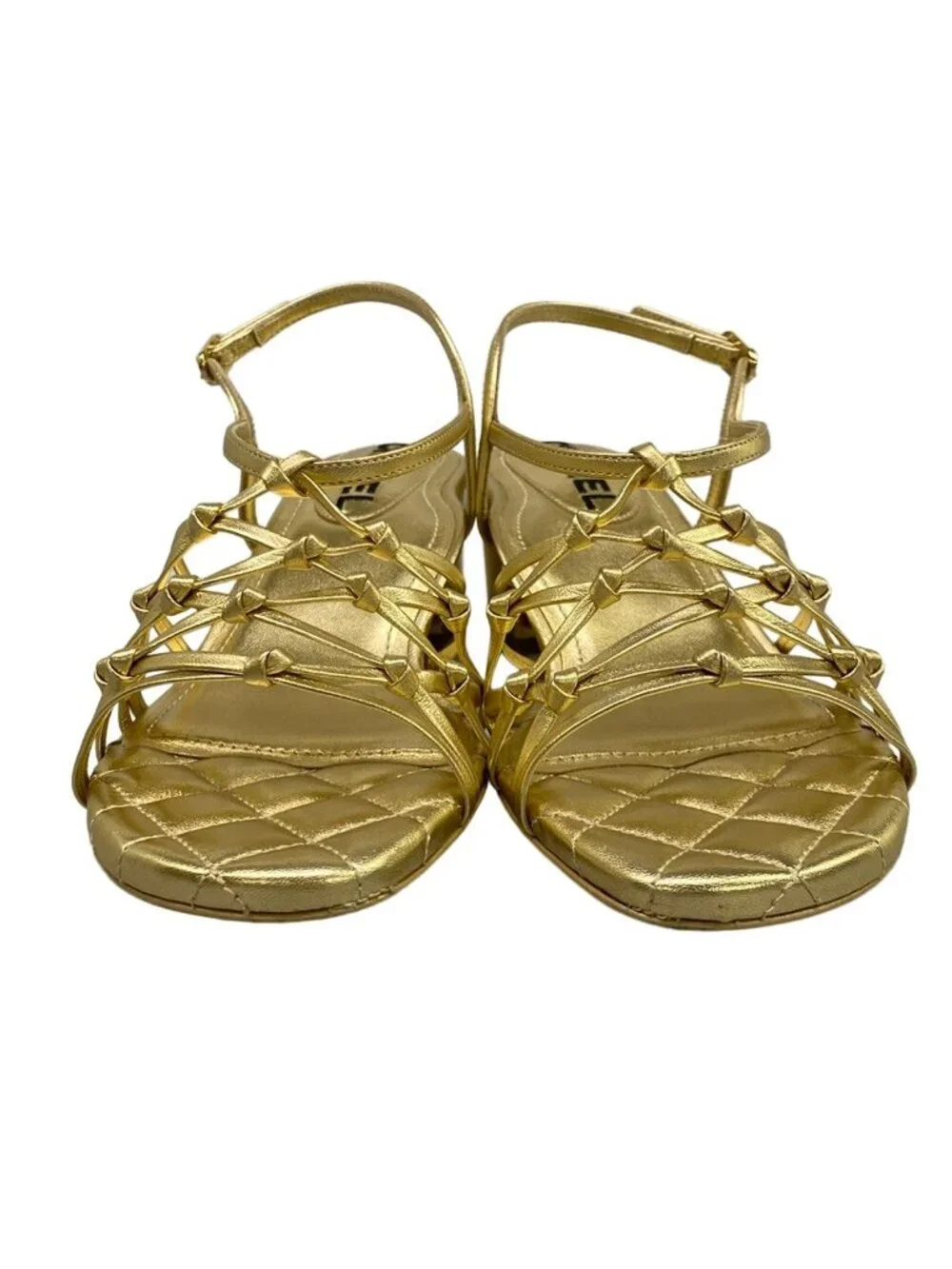 Chanel Sandals Gold CC Logo Quilted Leather